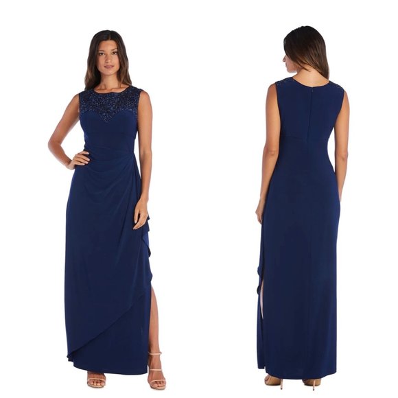 R&M Richards Blue Formal Sleeveless Long Dress - Picture 1 of 10